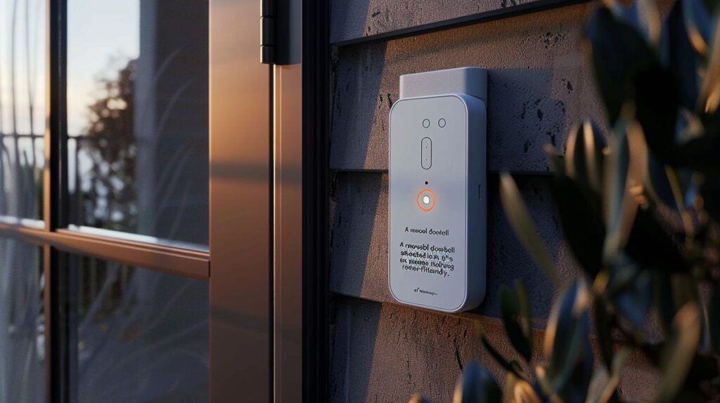 Removable digital doorbell on apartment door frame, ideal for renters