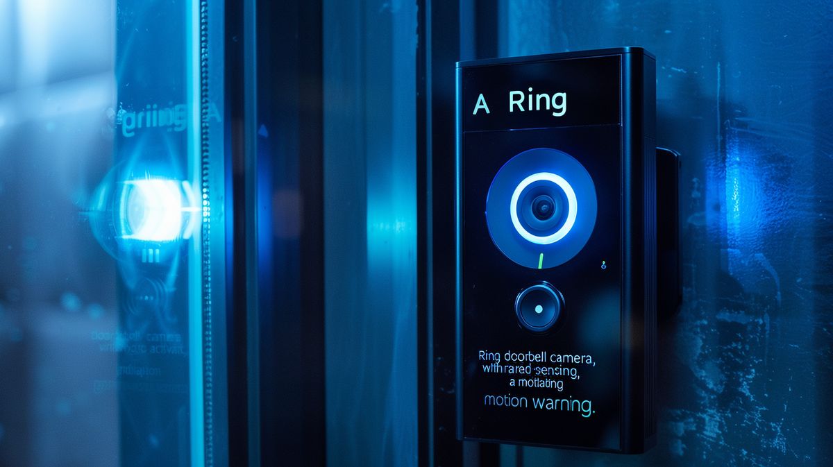 Ring doorbell camera with infrared lights activated showcasing what is motion warning on Ring