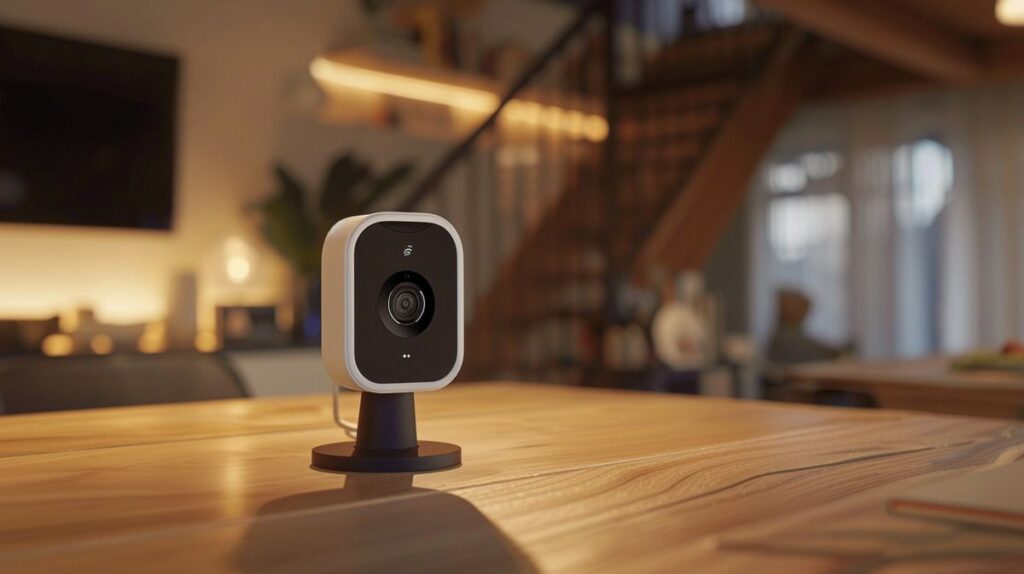 Blink security camera installed in a home without visible WiFi router