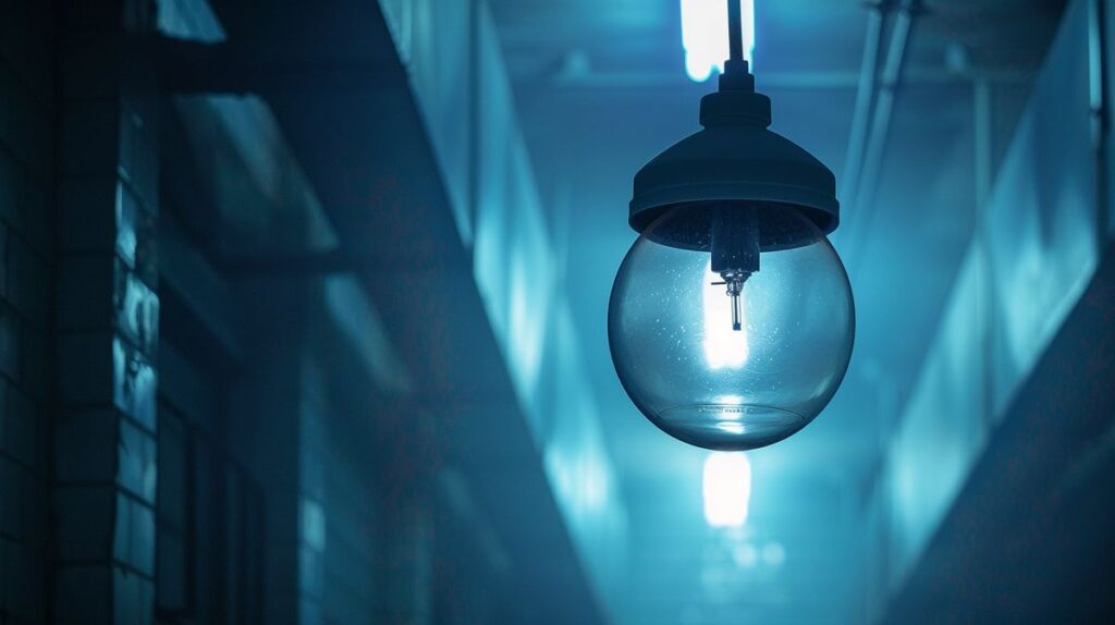 Security camera integrated into a hanging light bulb design