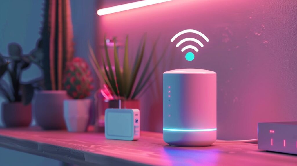 SimpliSafe home security system showing connectivity status next to a WiFi router