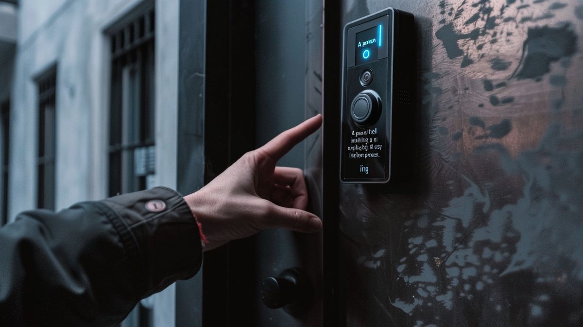 Person installing a Renter Friendly Ring Doorbell at apartment entrance, showcasing ease of setup