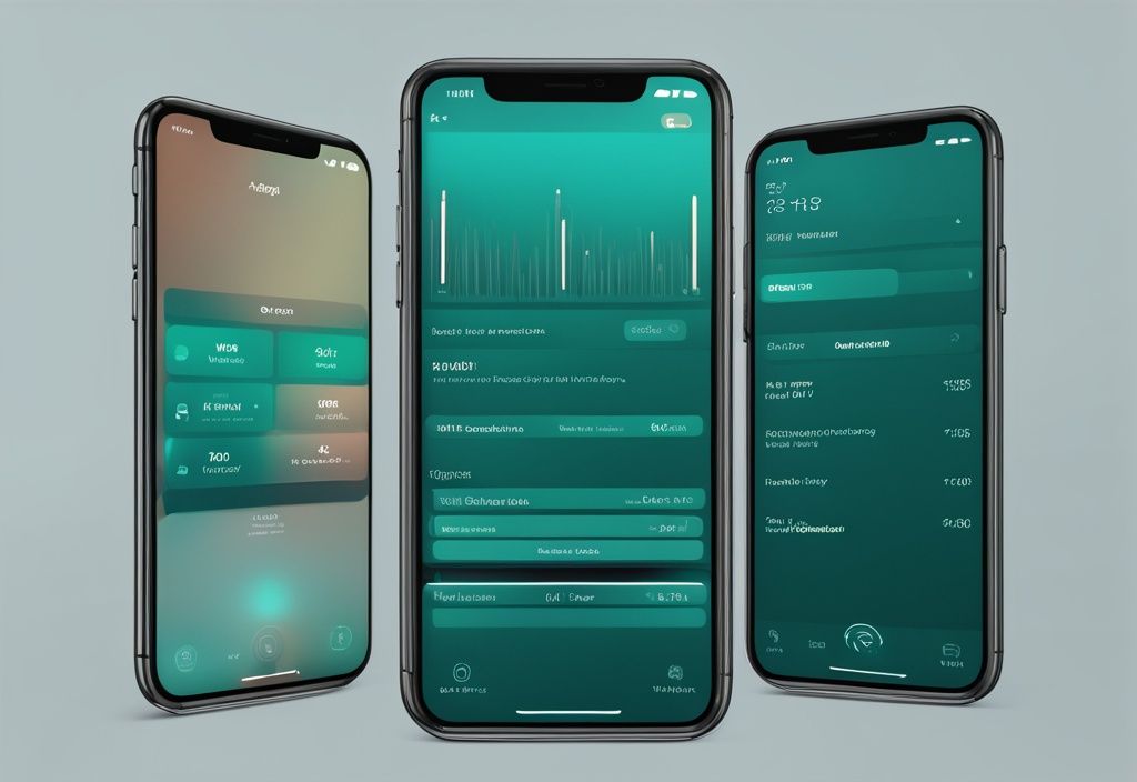 iPhone settings menu with Wi-Fi details and GHz frequency, teal color theme