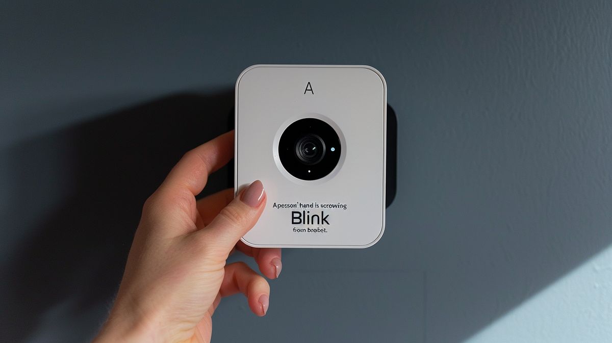 Person unscrewing a Blink Camera from its mount, demonstrating how to remove Blink Camera from mount