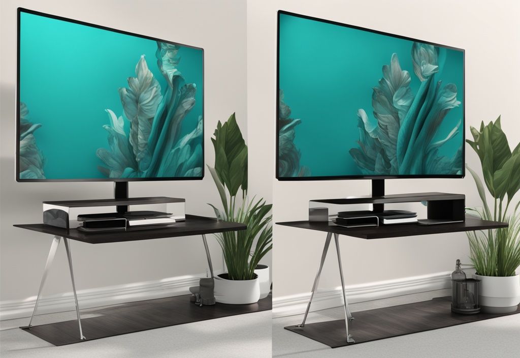 Realistic teal-themed illustration comparing 2160p vs 4k resolution on two high-definition screens side by side.