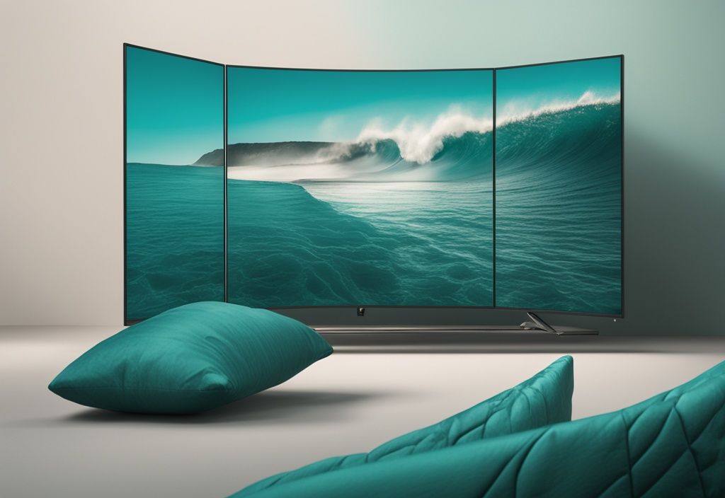 Comparison of UHD, HD, and SD screen quality with teal color theme illustration